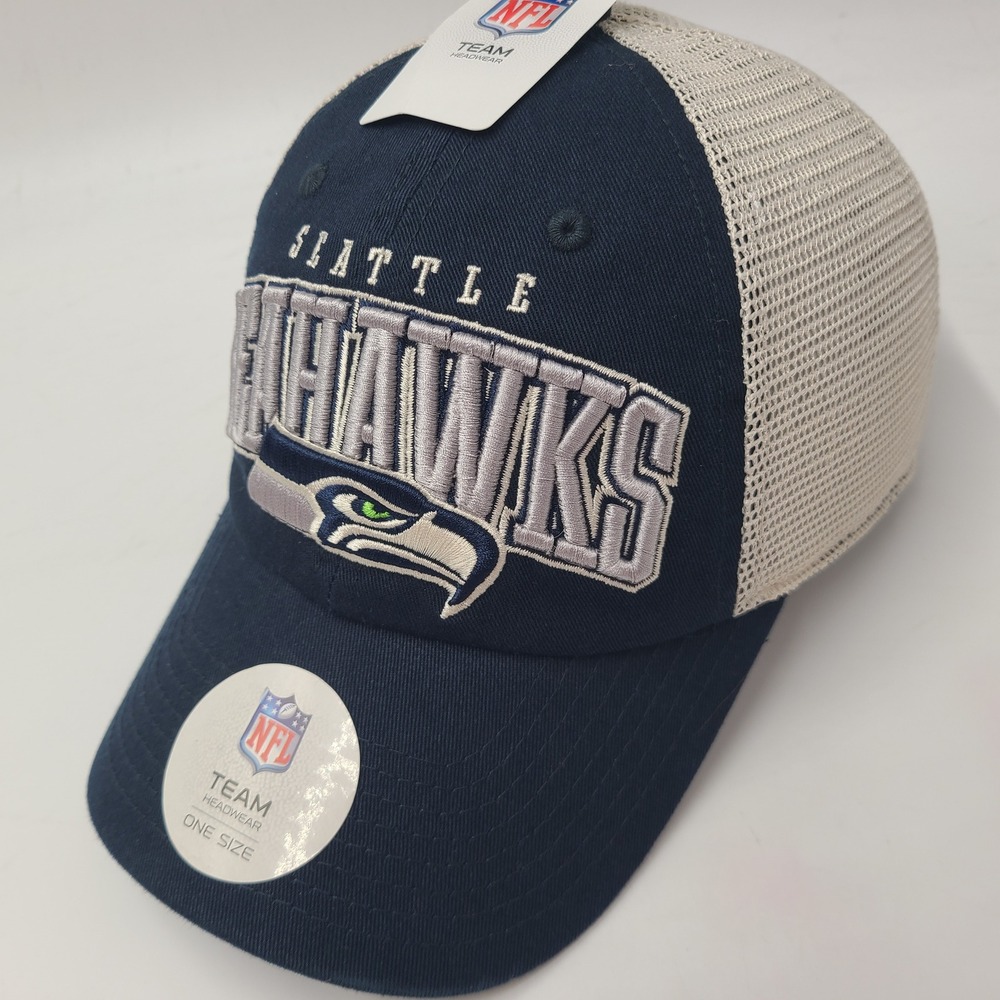 Seattle Seahawks Hat Snapback Trucker Mesh NFL Team Apparel Blue Beige Gray Men